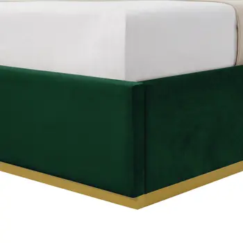 Hunter Green Solid Wood King Upholstered Velvet Bed