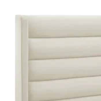 Cream Velvet Upholstered Queen Bed Frame