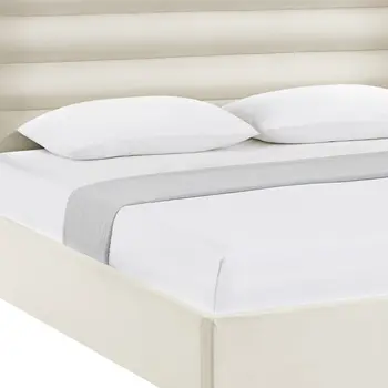Cream Velvet Upholstered Queen Bed Frame
