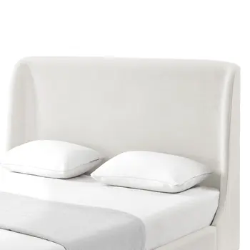 Cream Solid Wood Queen Upholstered Linen Bed