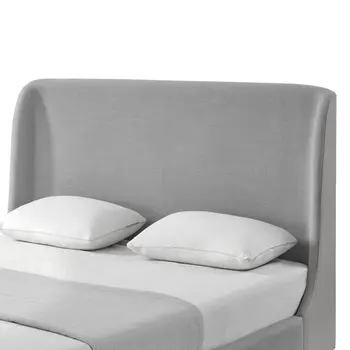 Gray Solid Wood Twin Upholstered Linen Bed