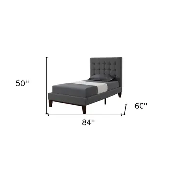 Light Gray Solid Wood Full Tufted Upholstered Linen Bed