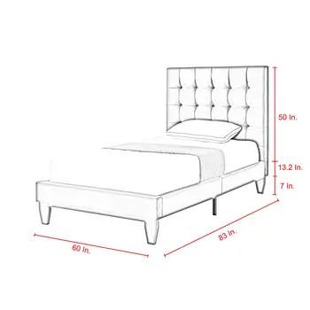 Light Gray Solid Wood Full Tufted Upholstered Linen Bed