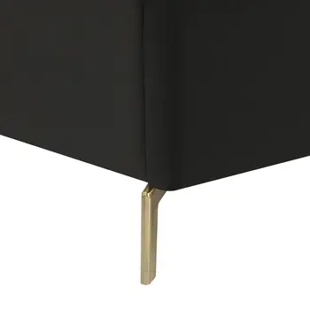 Black Velvet Upholstered Full Bed Frame