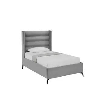 Light Gray Velvet Upholstered Full Bed Frame