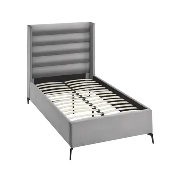Light Gray Velvet Upholstered Full Bed Frame