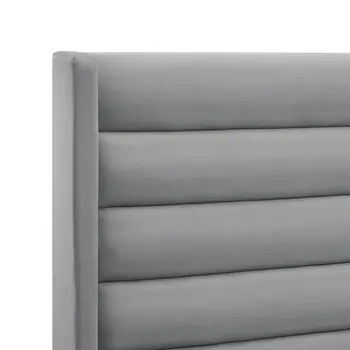 Light Gray Velvet Upholstered Full Bed Frame
