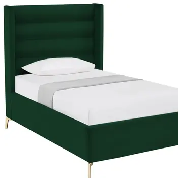 Green Velvet Upholstered Full Bed Frame