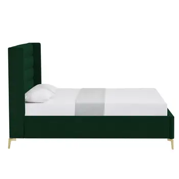 Green Velvet Upholstered Full Bed Frame