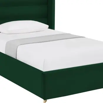 Green Velvet Upholstered Full Bed Frame