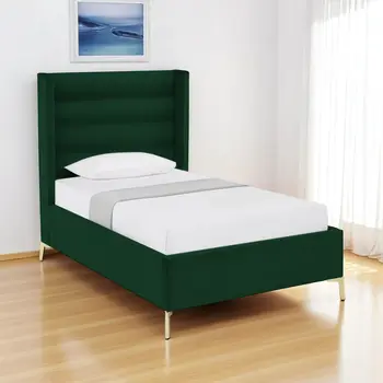 Green Velvet Upholstered Full Bed Frame
