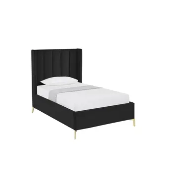 Black Velvet Upholstered Full Bed Frame