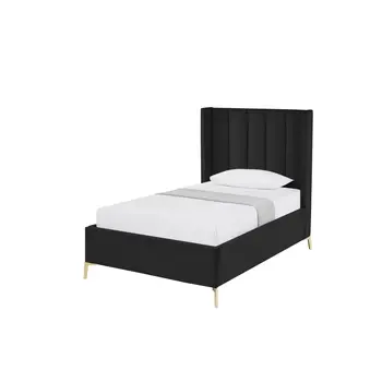 Black Velvet Upholstered Full Bed Frame