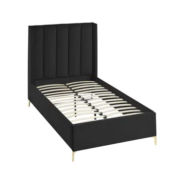 Black Velvet Upholstered Full Bed Frame