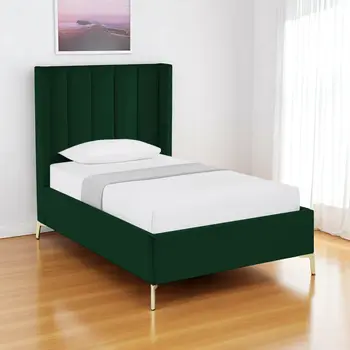 Green Velvet Upholstered Full Bed Frame