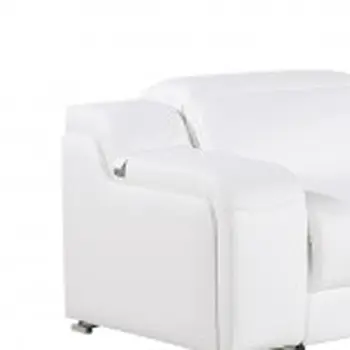 White Italian leather 4 power reclining seats L shaped Seven Piece Corner Sectional With Console