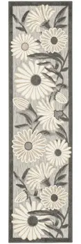 8' Beige And Gray Floral Indoor Outdoor Runner Rug