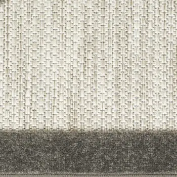 12' Beige And Charcoal Floral Indoor Outdoor Runner Rug