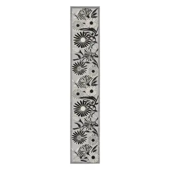 8' Black And White Floral Indoor Outdoor Runner Rug