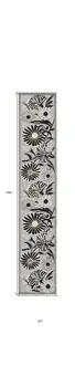 12' Black And White Floral Indoor Outdoor Runner Rug