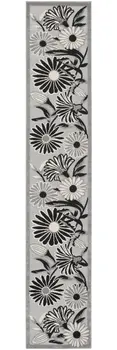 12' Black And White Floral Indoor Outdoor Runner Rug