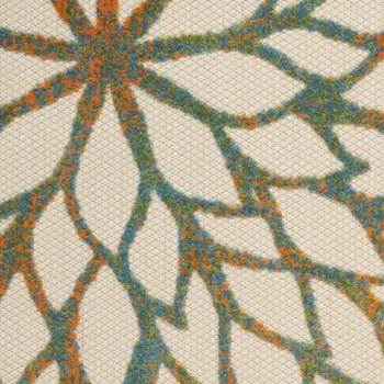 6' X 9' Blue And Green Floral Indoor Outdoor Area Rug