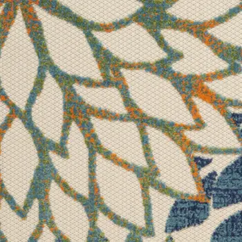 4' X 6' Blue And Green Floral Indoor Outdoor Area Rug