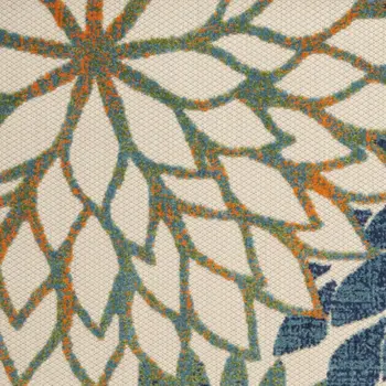 4' X 6' Blue And Green Floral Indoor Outdoor Area Rug