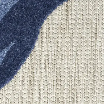 8' Blue And Gray Floral Indoor Outdoor Runner Rug