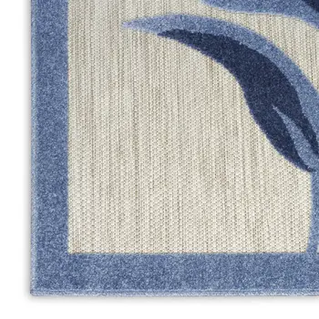 8' Blue And Gray Floral Indoor Outdoor Runner Rug