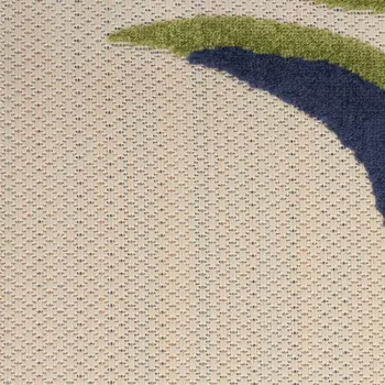 8' Ivory Blue And Orange Floral Indoor Outdoor Runner Rug
