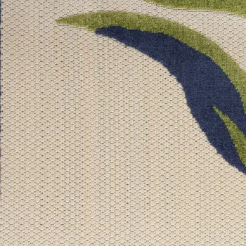 8' Ivory Blue And Orange Floral Indoor Outdoor Runner Rug
