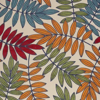 10' X 14' Ivory Yellow Orange Green And Blue Palm Leaf Indoor Outdoor Area Rug