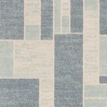 10' Blue And Ivory Geometric Washable Runner Rug