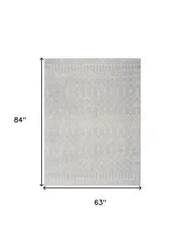 5' X 7' Blue and Ivory Abstract Power Loom Washable Area Rug