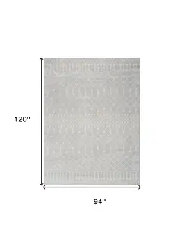 8' X 10' Blue and Ivory Abstract Power Loom Washable Area Rug