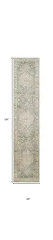 10' Blue And Silver Floral Medallion Distressed Washable Runner Rug
