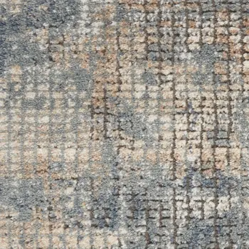9' X 12' Beige and Blue Abstract Power Loom Distressed Area Rug