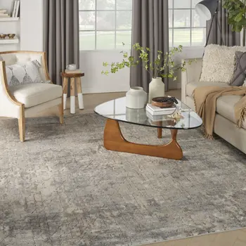 9' X 12' Beige and Gray Abstract Power Loom Area Rug