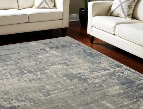 9' X 12' Beige and Gray Abstract Power Loom Area Rug