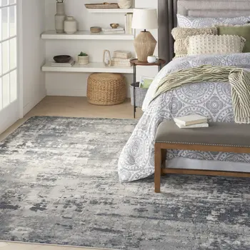 9' X 12' Beige and Gray Abstract Power Loom Area Rug