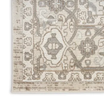 4' X 6' Beige and Ivory Medallion Power Loom Distressed Area Rug