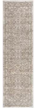 8' Beige And Ivory Medallion Distressed Runner Rug