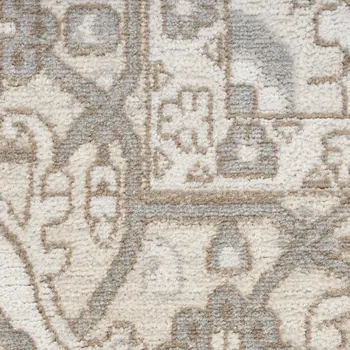 8' Beige And Ivory Medallion Distressed Runner Rug