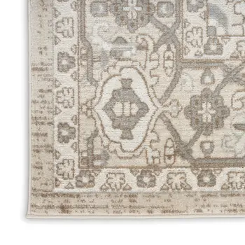 8' Beige And Ivory Medallion Distressed Runner Rug