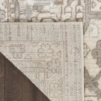 8' Beige And Ivory Medallion Distressed Runner Rug