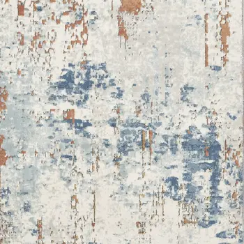 4' X 6' Beige and Blue Abstract Power Loom Area Rug