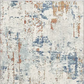 4' X 6' Beige and Blue Abstract Power Loom Area Rug