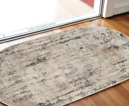 3' X 5' Beige and Gray Abstract Power Loom Area Rug