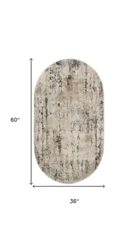 3' X 5' Beige and Gray Abstract Power Loom Area Rug